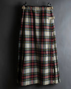"PINK HOUSE" Tartan check pleated wrap skirt