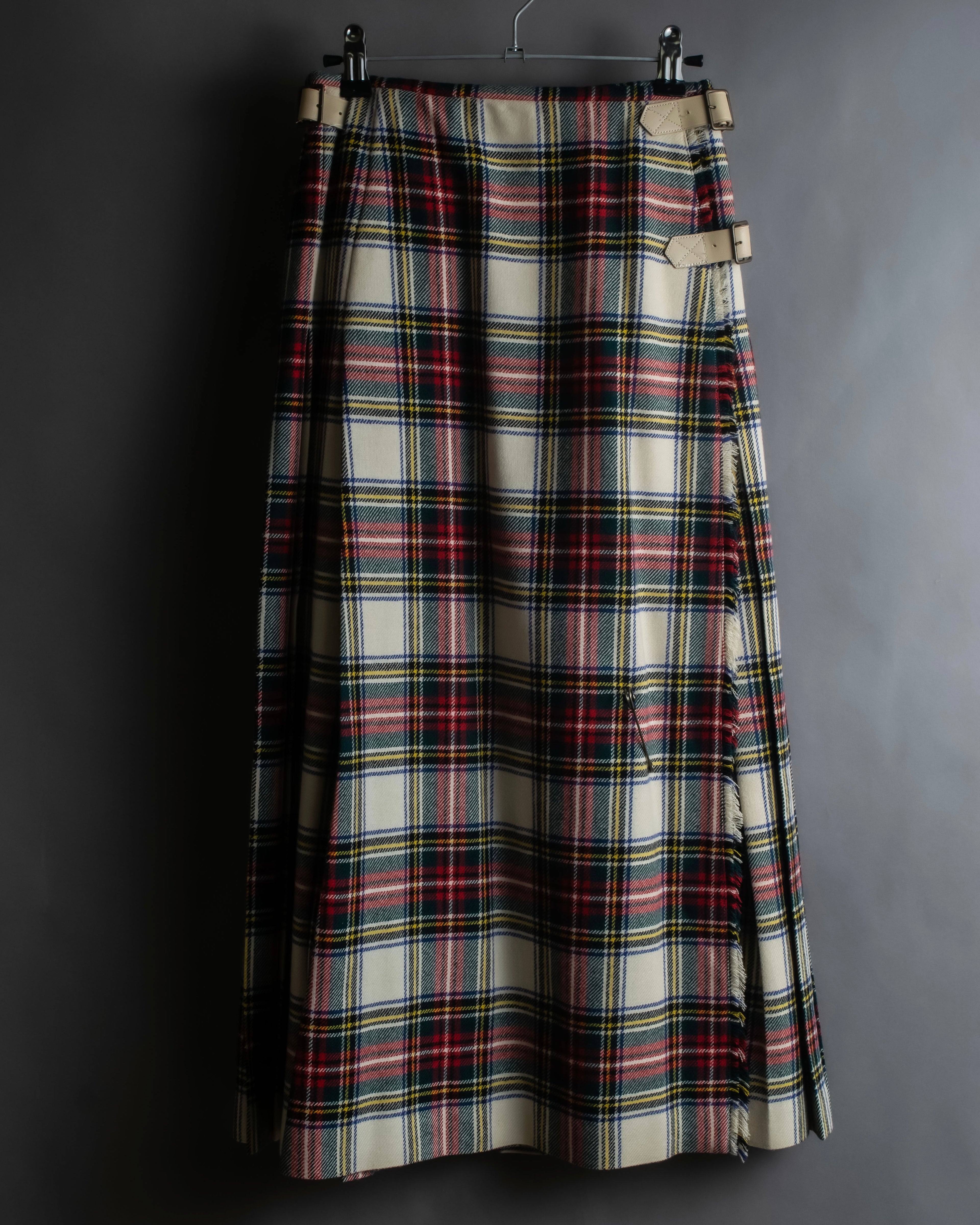 "PINK HOUSE" Tartan check pleated wrap skirt