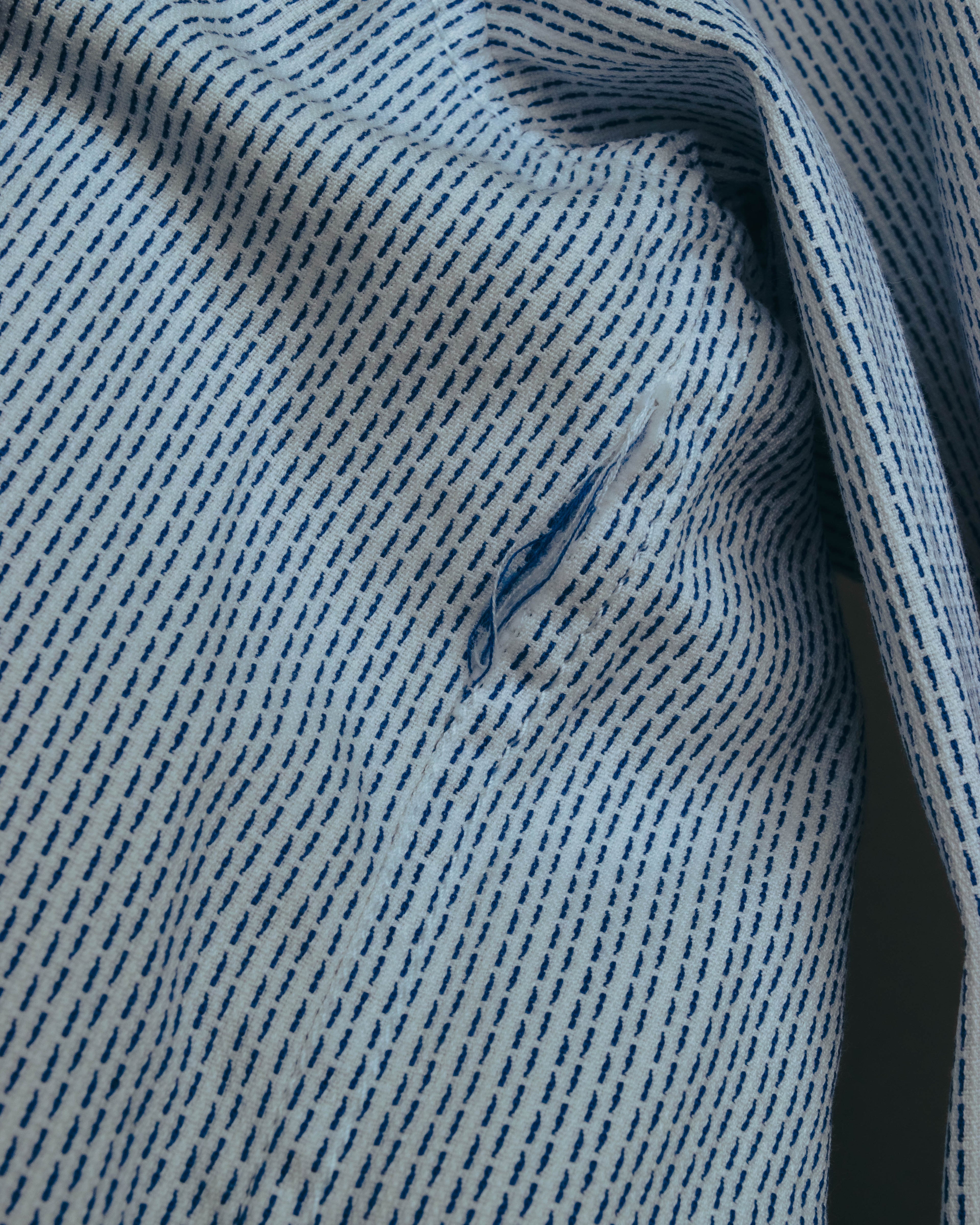 "CÉLINE" 10's Textured cotton collarless tunic shirt