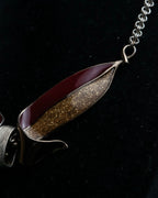 "BALENCIAGA" Gold glitter leaf motif necklace