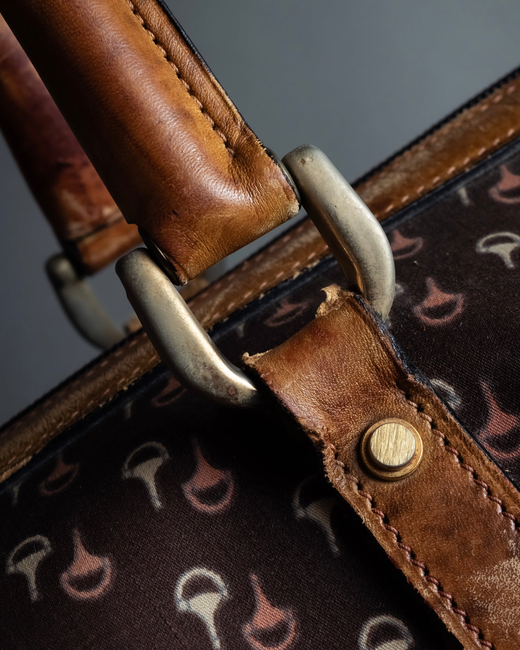 "GUCCI" Vintage horse harness motif pattern mini boston bag