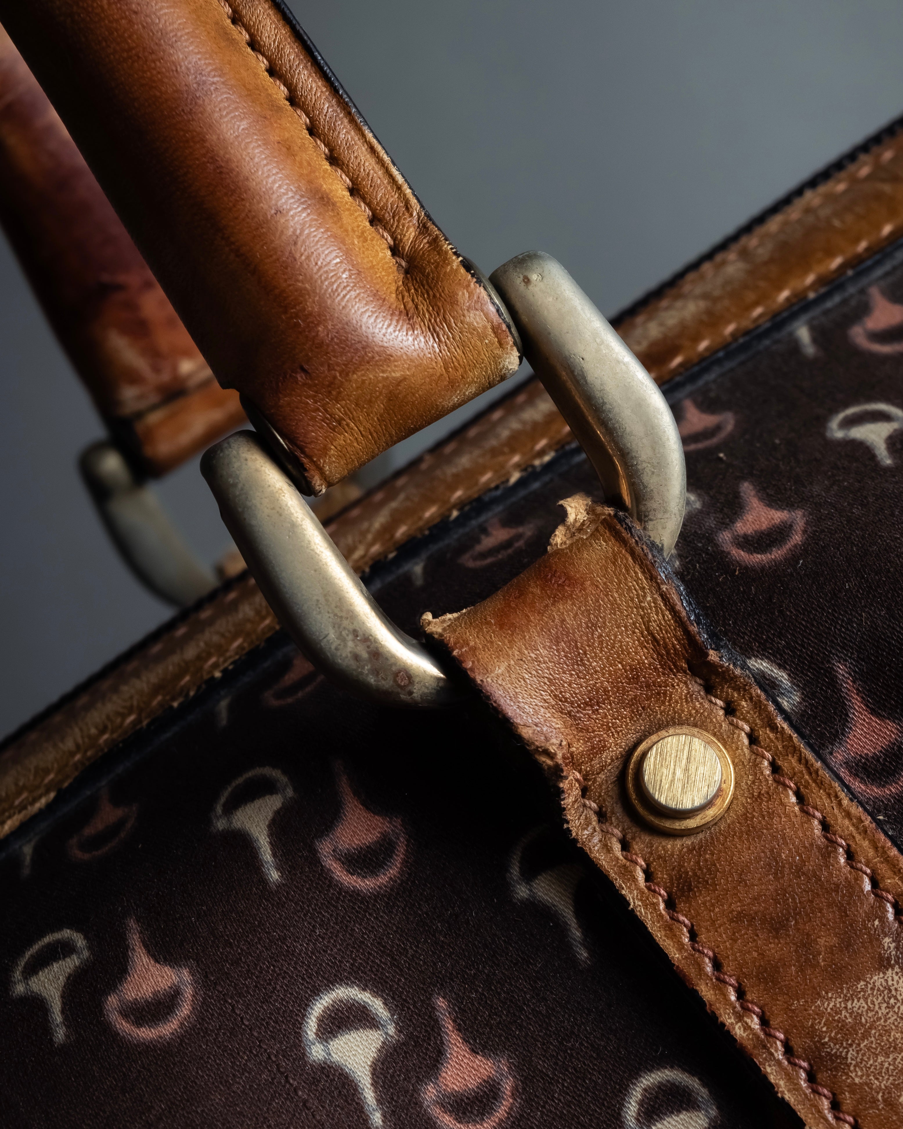 "GUCCI" Vintage horse harness motif pattern mini boston bag