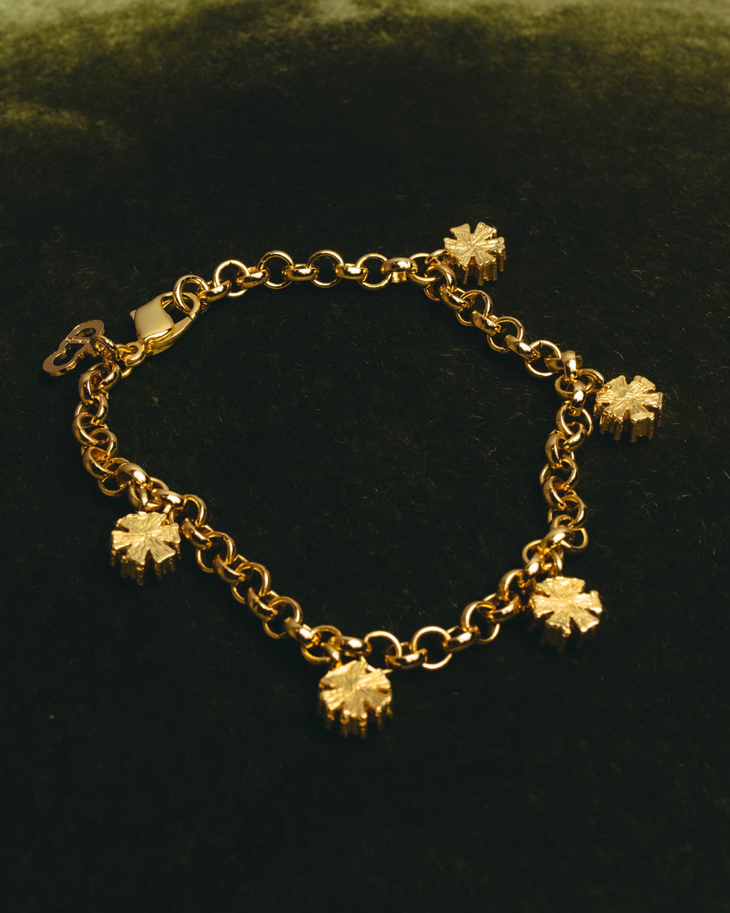"Christian Dior" 00's-10's Floral rhinestone charm bracelet