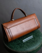 "BURBERRYS" Horizontally shaped brown leather one-handle bag