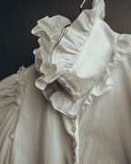 -SPECIAL- “YVES SAINT LAURENT” 70’s-90’s Ruffled high-neck blouse