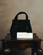 "Salvatore Ferragamo" 90's Black suede top handle handbag