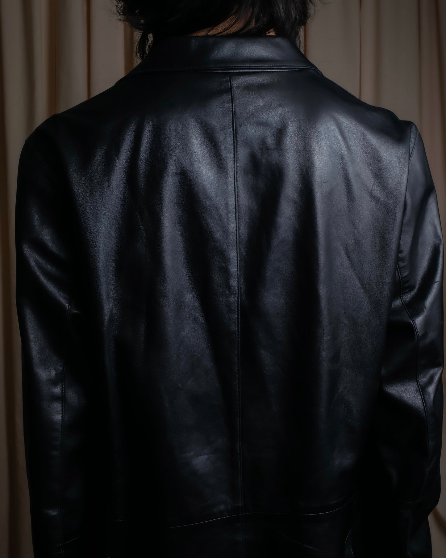 "PRADA" Oversized switched design leather tailored jacket