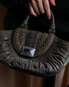 "Christian Dior" John Galliano period Gathering design leather hand bag