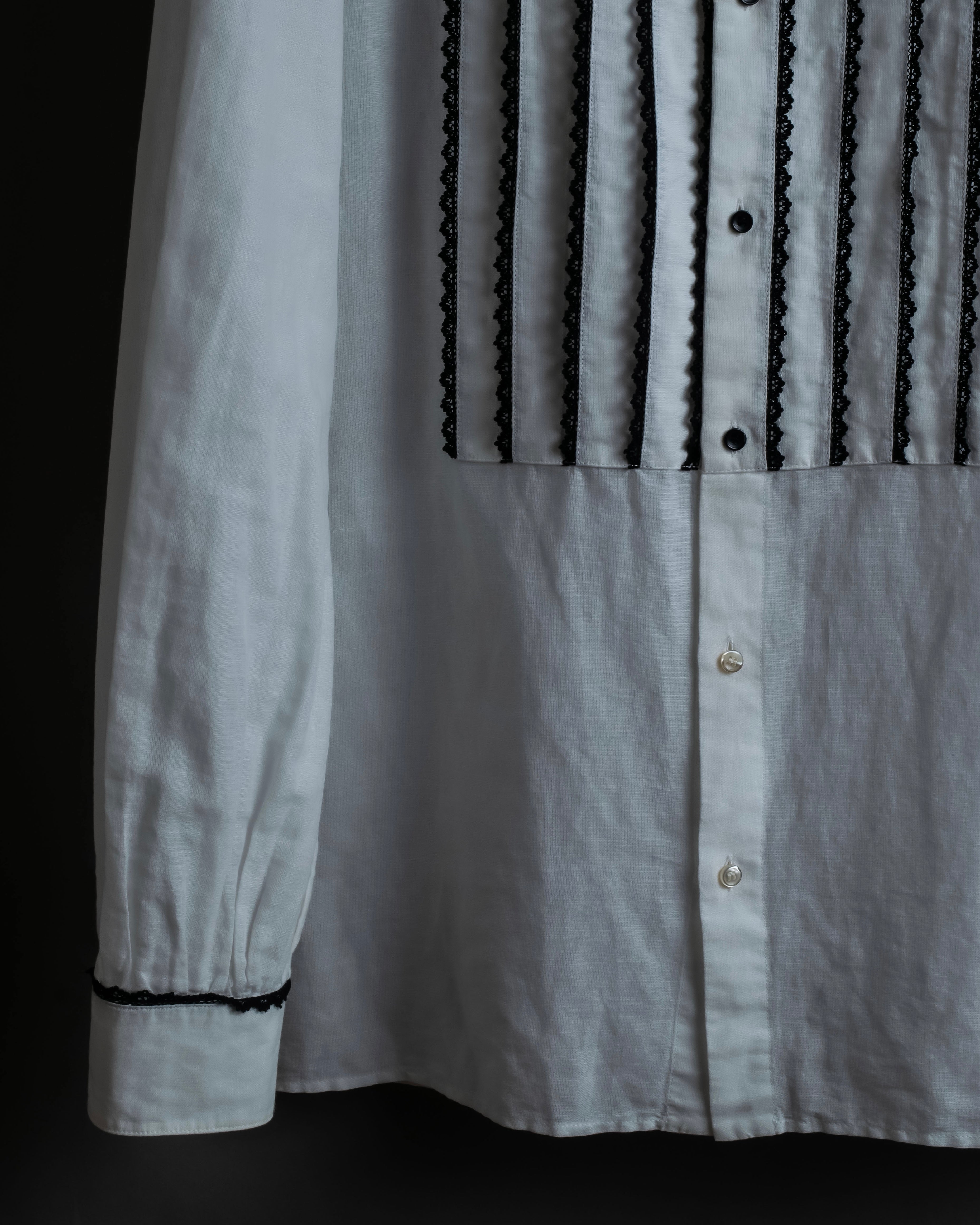 "Saint Laurent" 22SS Ribbon lace design tuxedo shirt