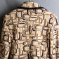 "PRADA" 1996fall Geometric pattern leather trim design mid length coat