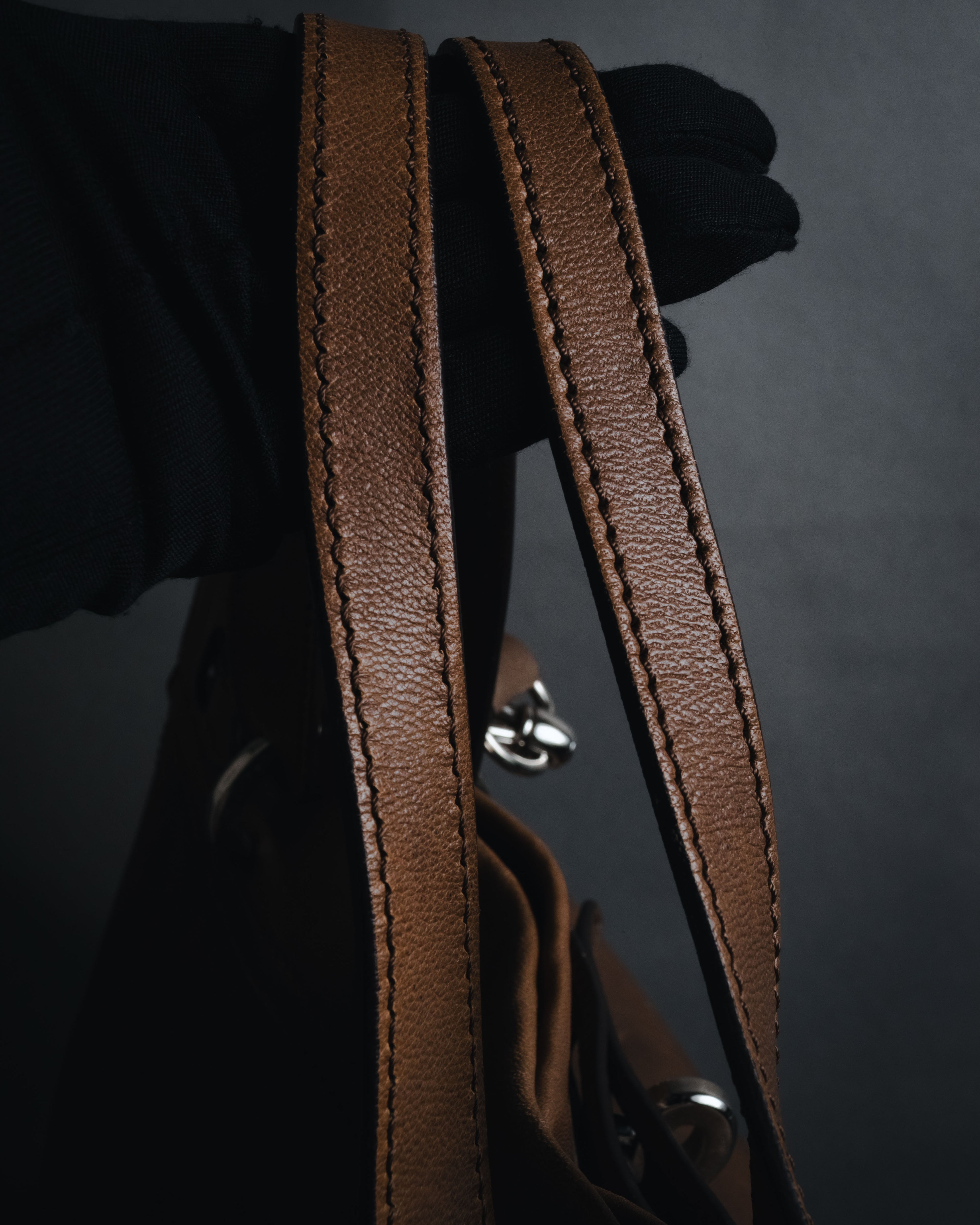 "MAURO GOVERNA" 00’s-10’s lamb leather belted draped bag