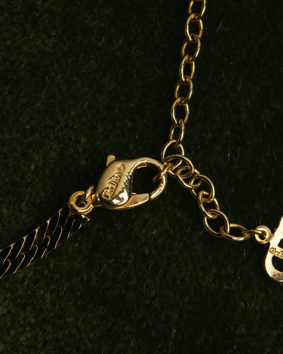 "Christian Dior" 80's-90's Rhinestone logo necklace