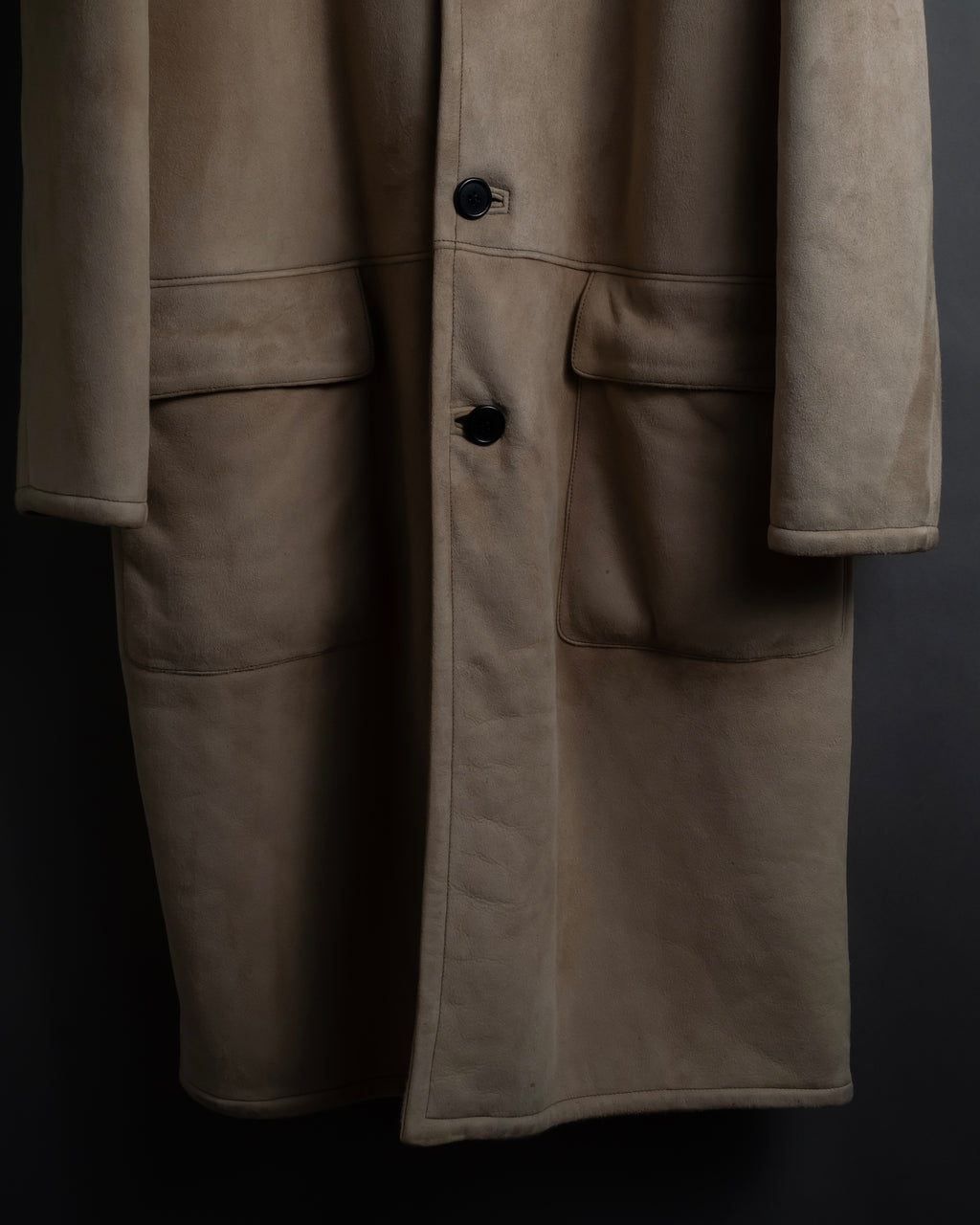 -SPECIAL- "LOEWE" 90's-10's Fur collar cordero lambskin long coat