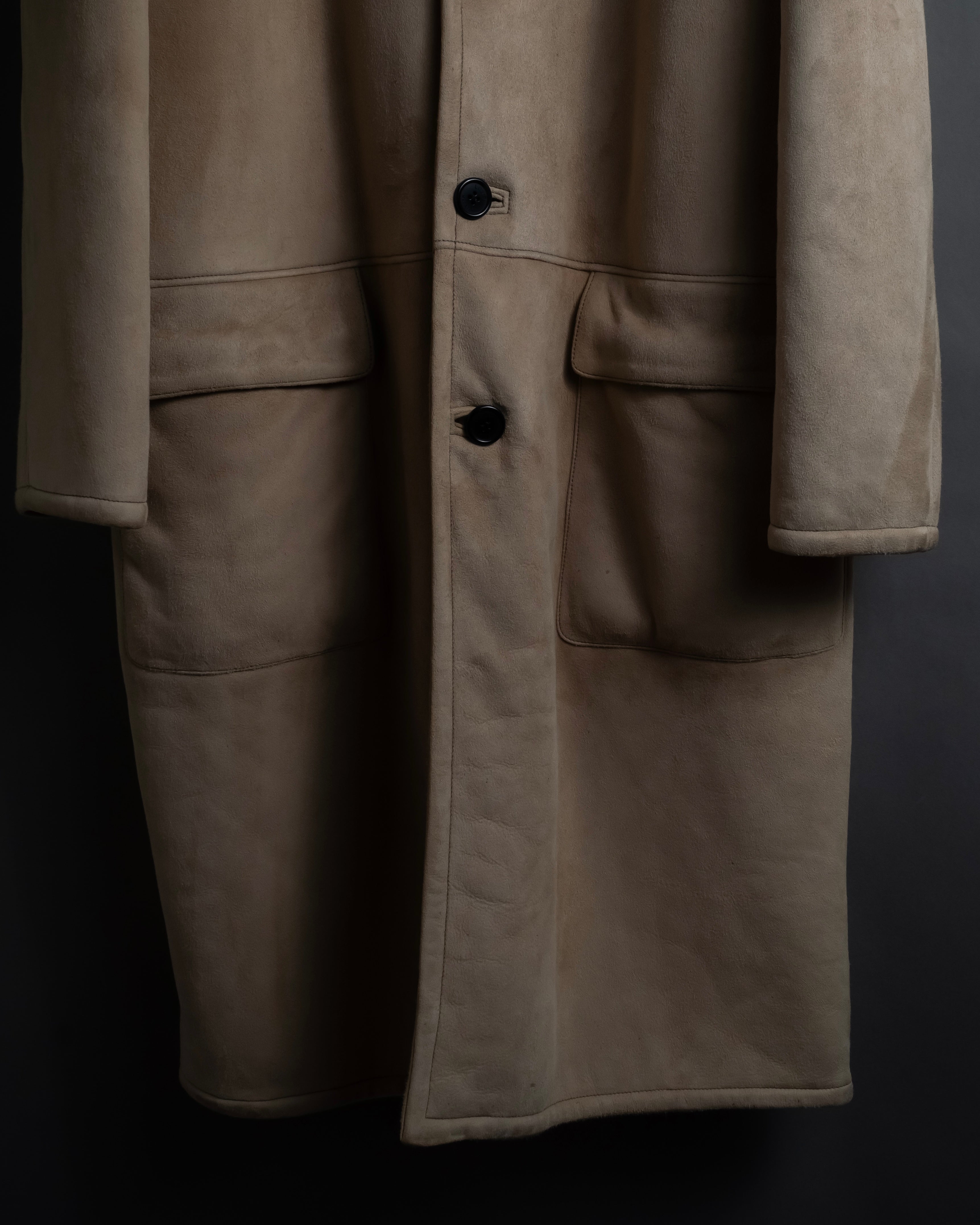 -SPECIAL- "LOEWE" 90's-10's Fur collar cordero lambskin long coat