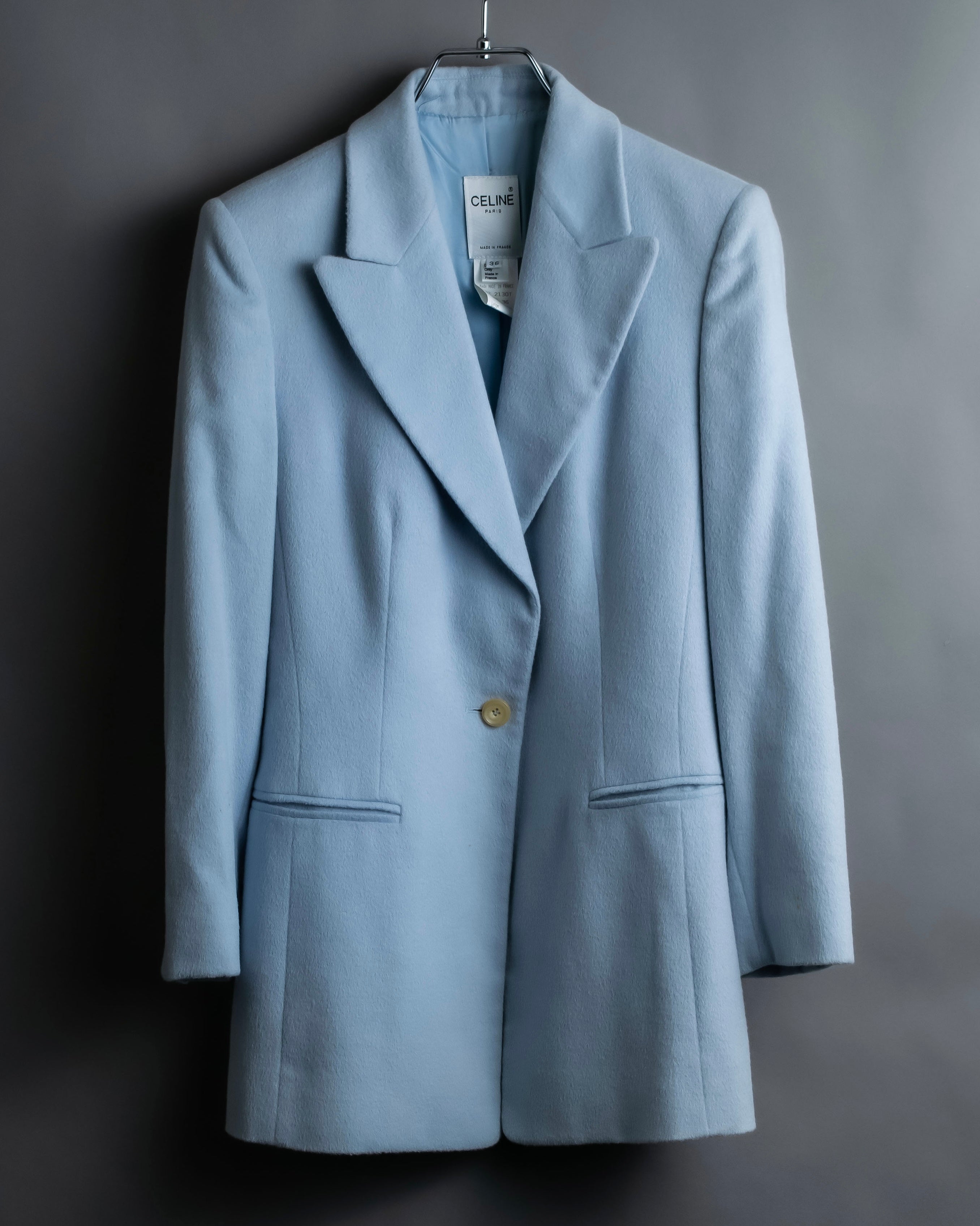 “CELINE “ beautiful shaped sky blue tailored jacket