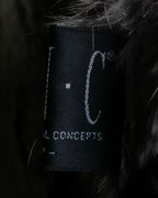 Fur switching design suede long coat