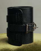"DIOR HOMME" 00's-10's Black leather wrist cuff