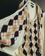 “BURBERRY LONDON” 00’s-10’s argyle cotton cardigan＆vest