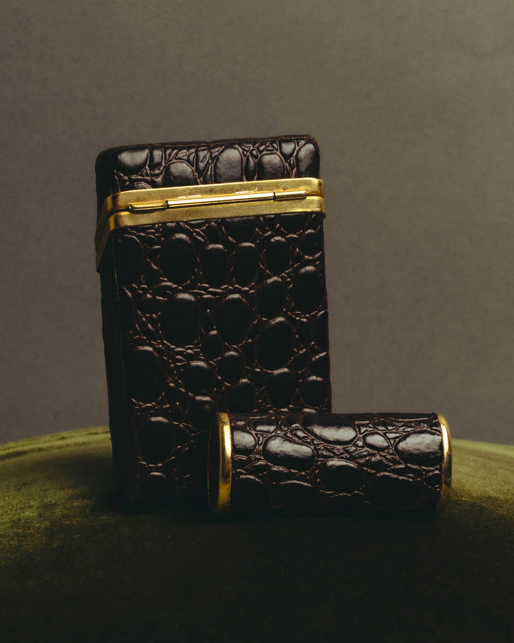 "Christian Dior" 70's-80's Croc embossed cigarette case set