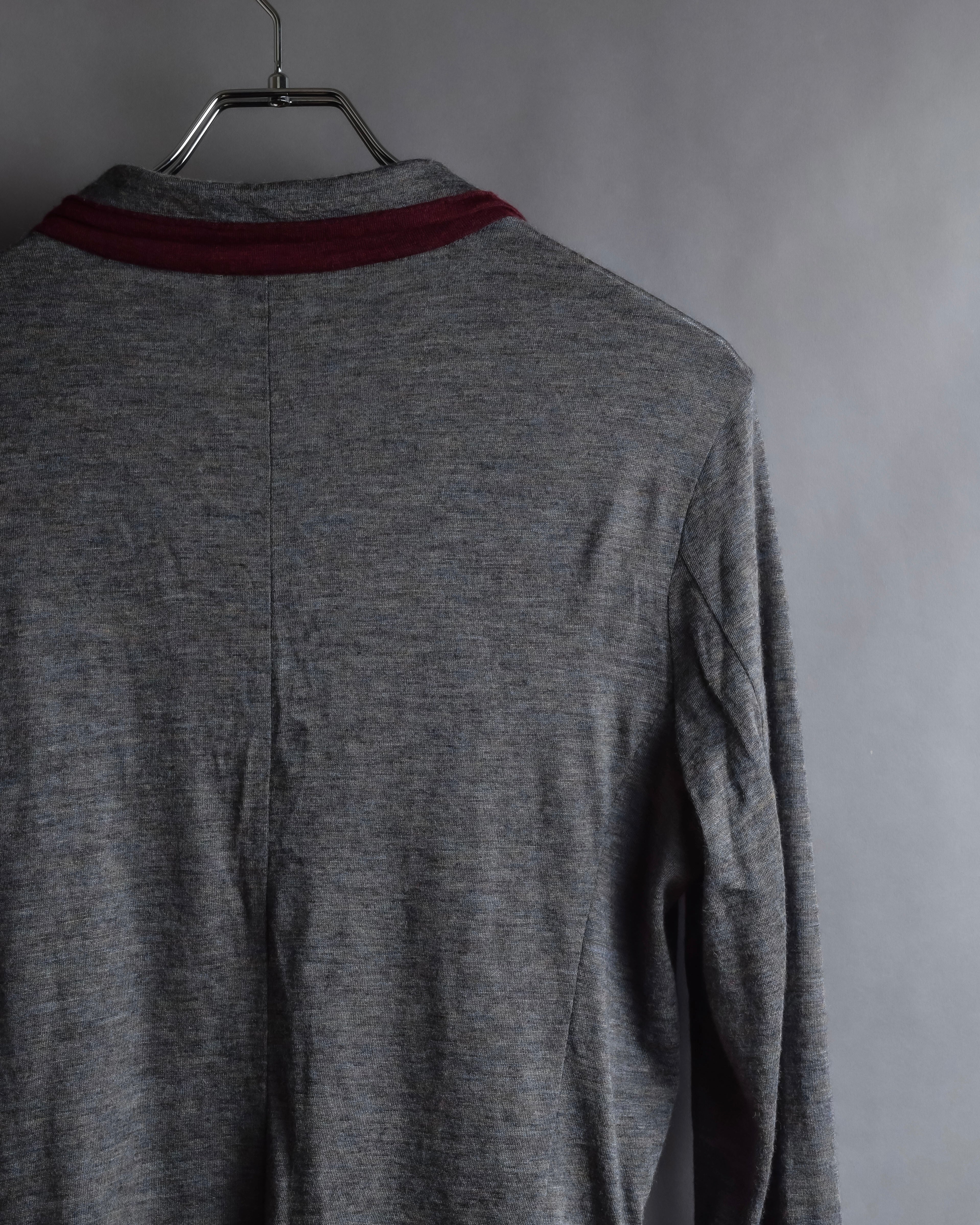 "Vivienne Westwood MAN" Bordeaux piping design draped tailored jacket