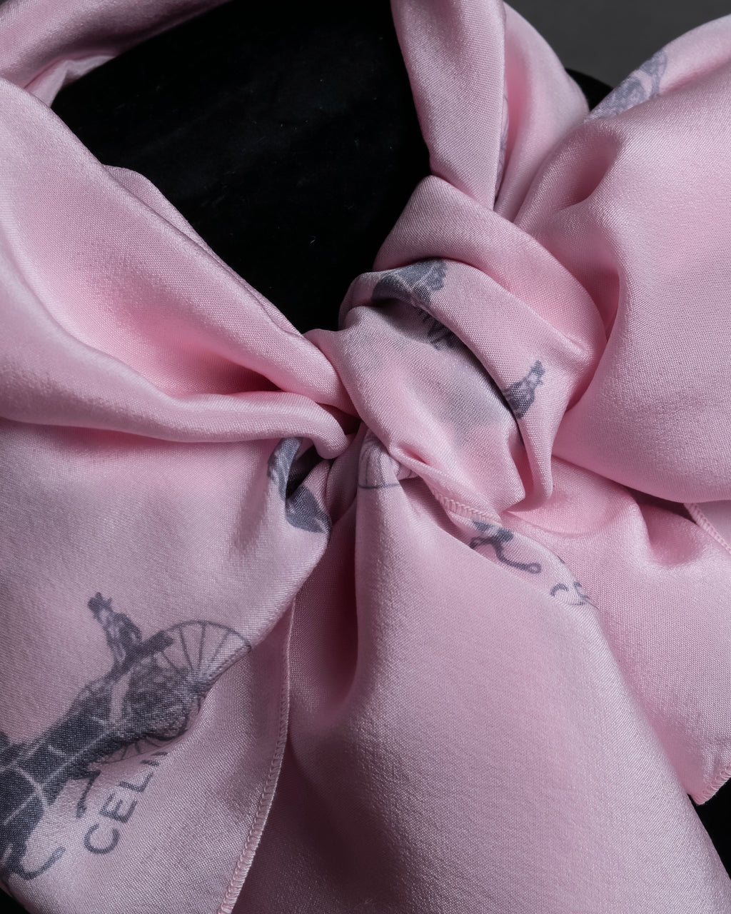 "CELINE" Sulky pattern pink silk long scarf