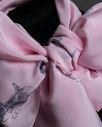 "CELINE" Sulky pattern pink silk long scarf