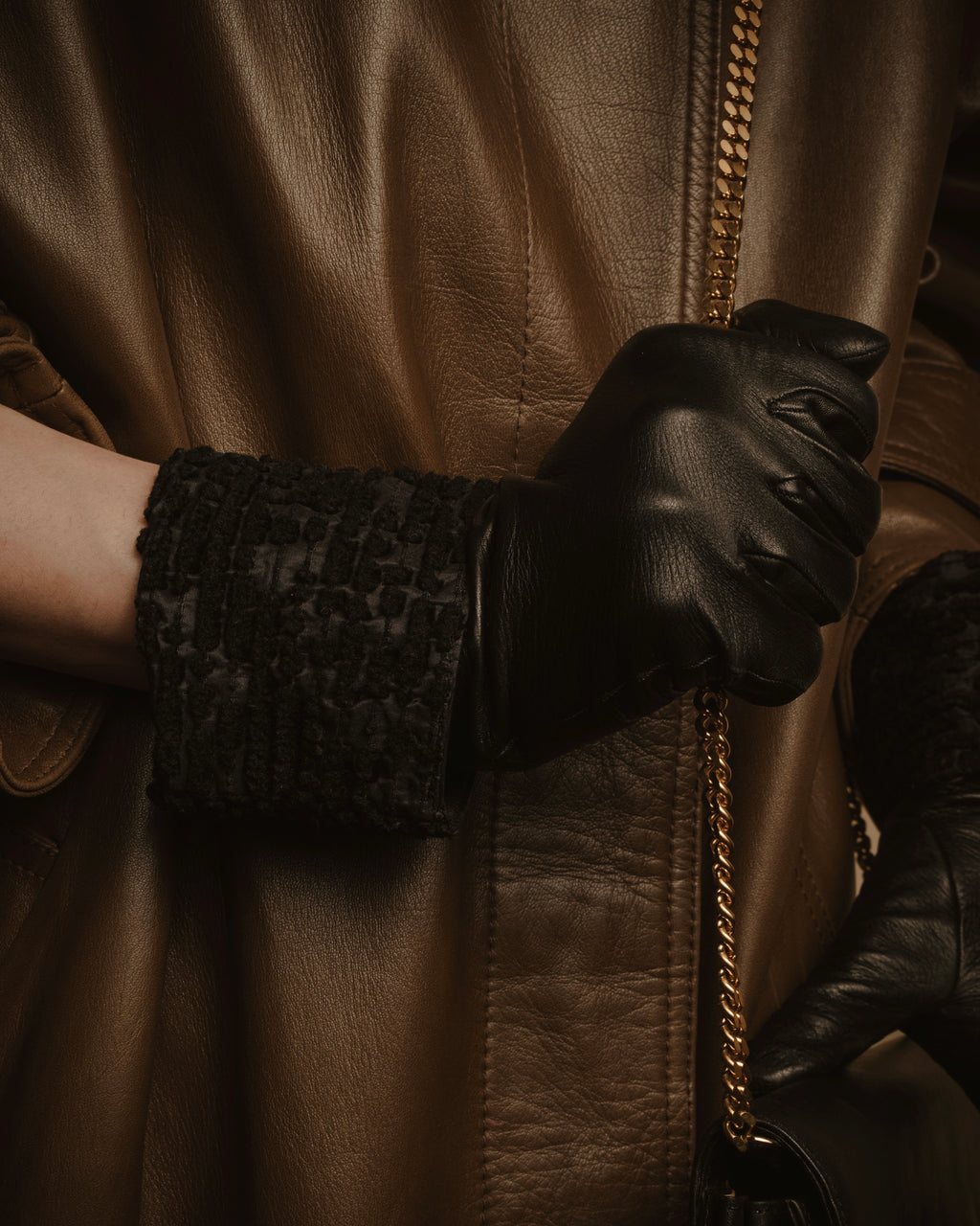 -SPECIAL- "HERMES" 90's Astrakhan combination leather gloves