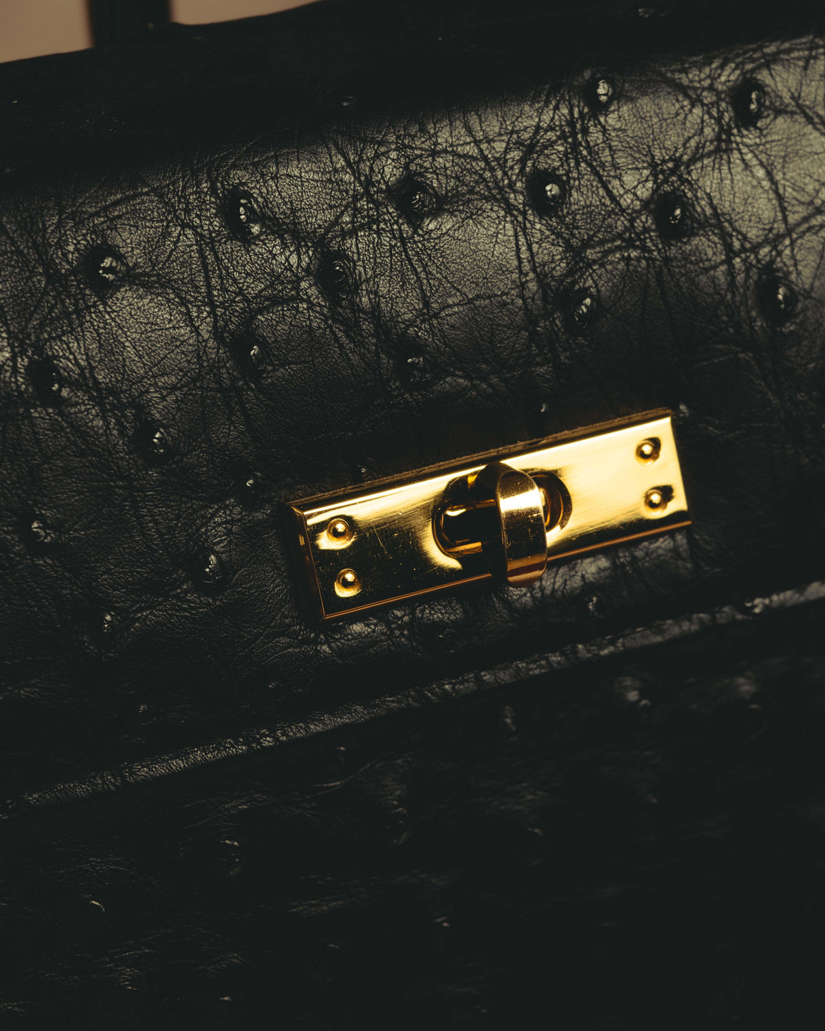 -SPECIAL- "Balenciaga" 90's-00's Ostrich leather structured top handle bag