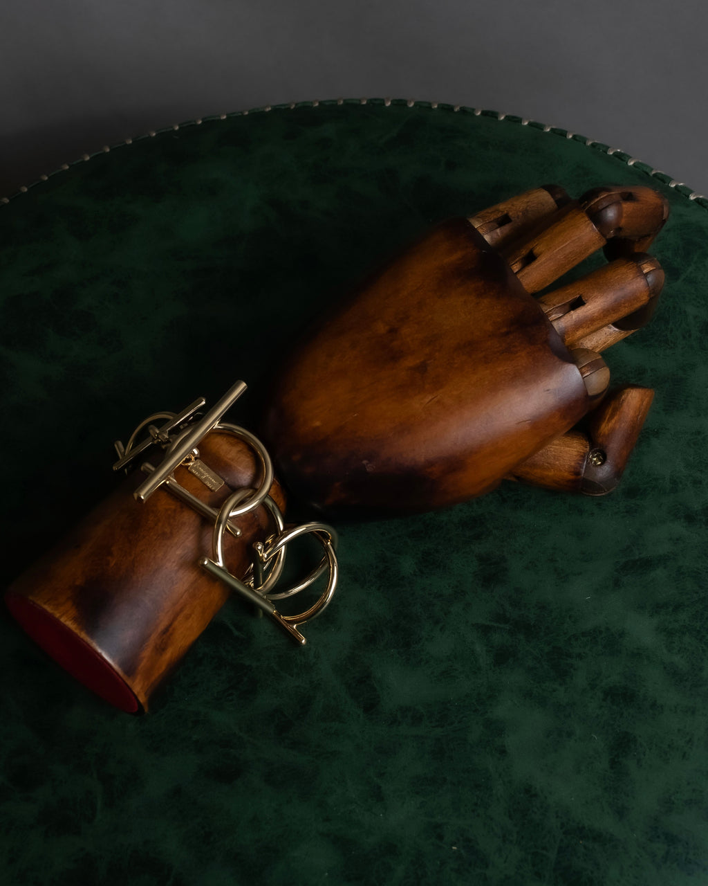 "Salvatore Ferragamo" Gancini motif layered gold bracelet