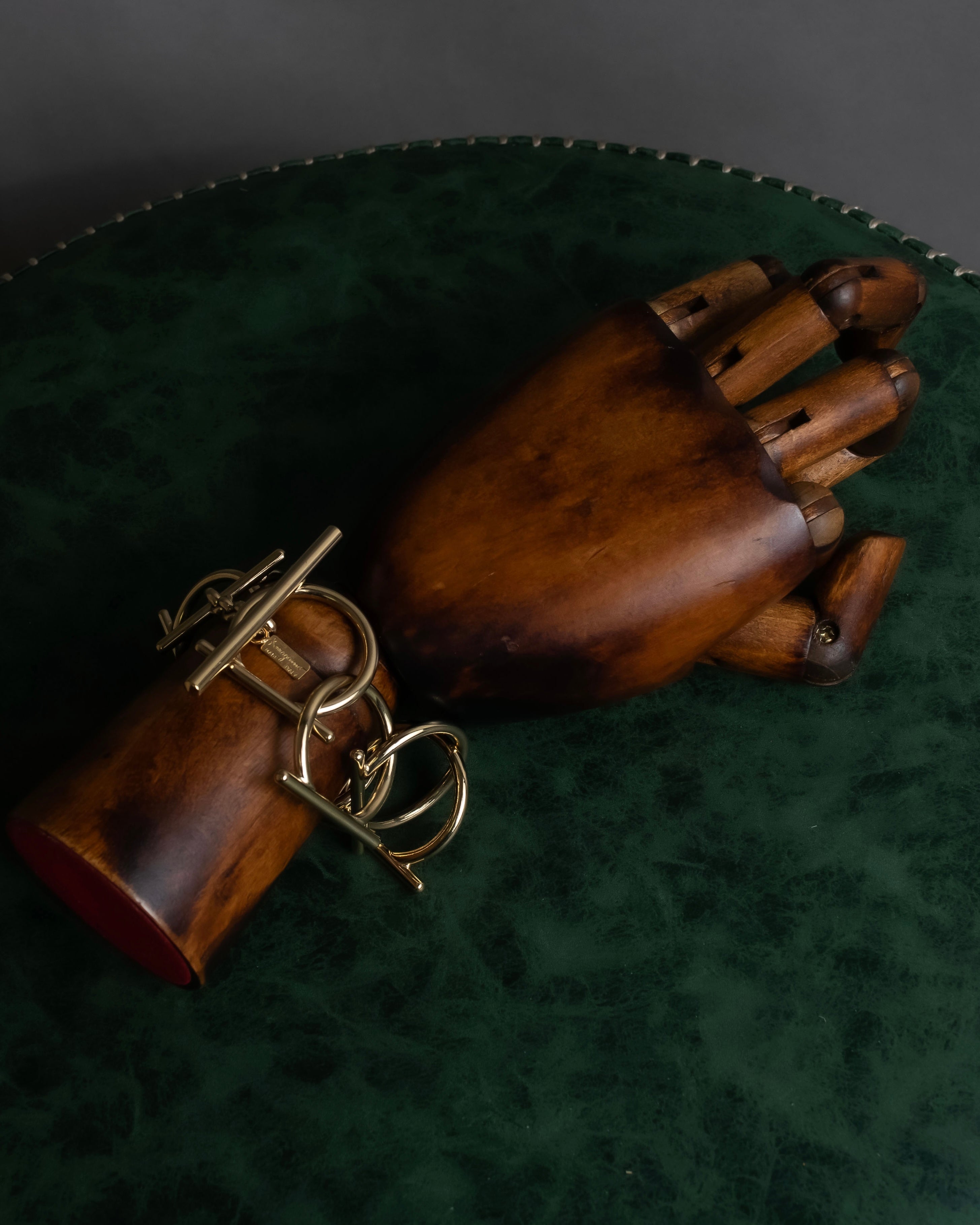 "Salvatore Ferragamo" Gancini motif layered gold bracelet