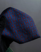 "HERMES" Geometric pattern H motif silk necktie