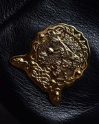 "ADMJ" Gold clasp grain leather shoulder bag