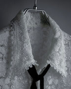 "GUCCI" Michele period floral lace design bow tie shirt
