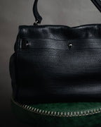 “YVES SAINT LAURENT” Late 2000s Muse Two grained leather flap hand bag