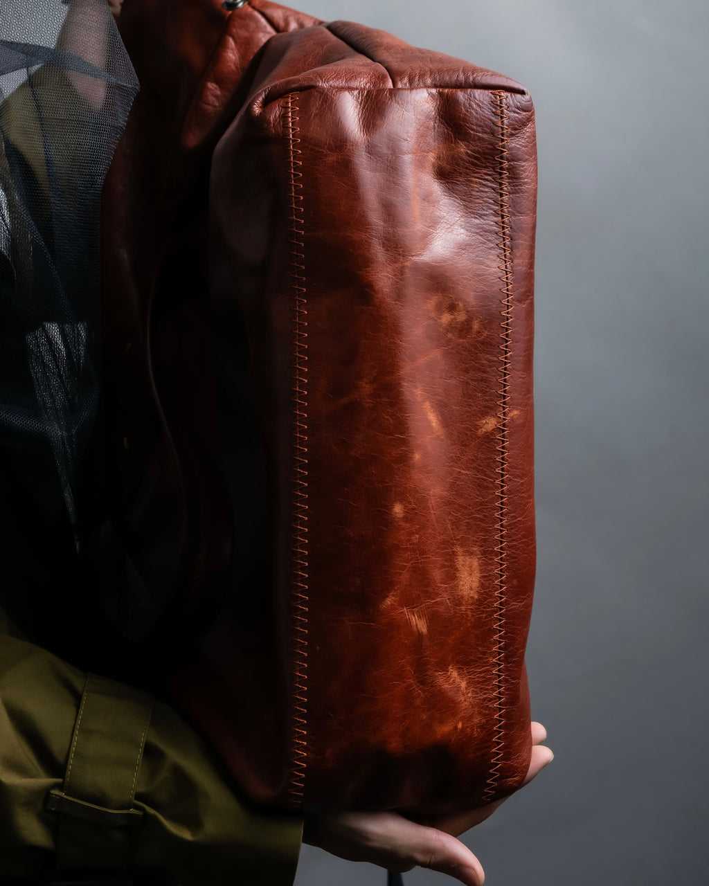 "MAISON MARGIELA" Genuine leather 2way brown color sailor bag