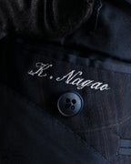 "BURBERRYS" Micro check pattern metal button blazer