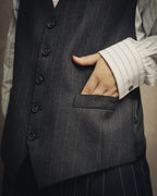 -SPECIAL- “HERMES” 2007-2009 Super 100s pinstripe tailored long gilet