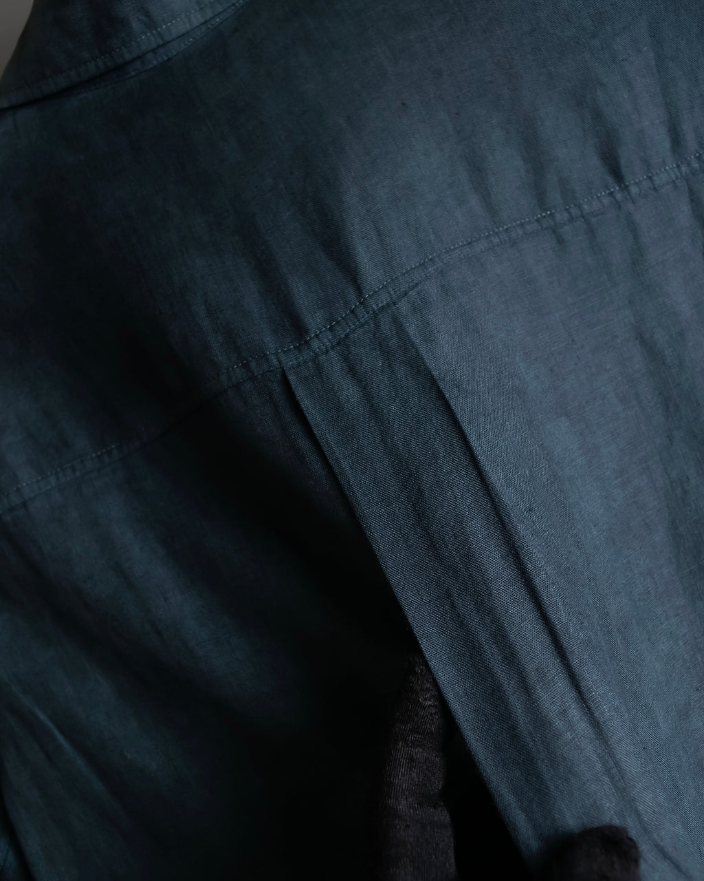 "HERMES" 90's Military detail linen long shirt dress