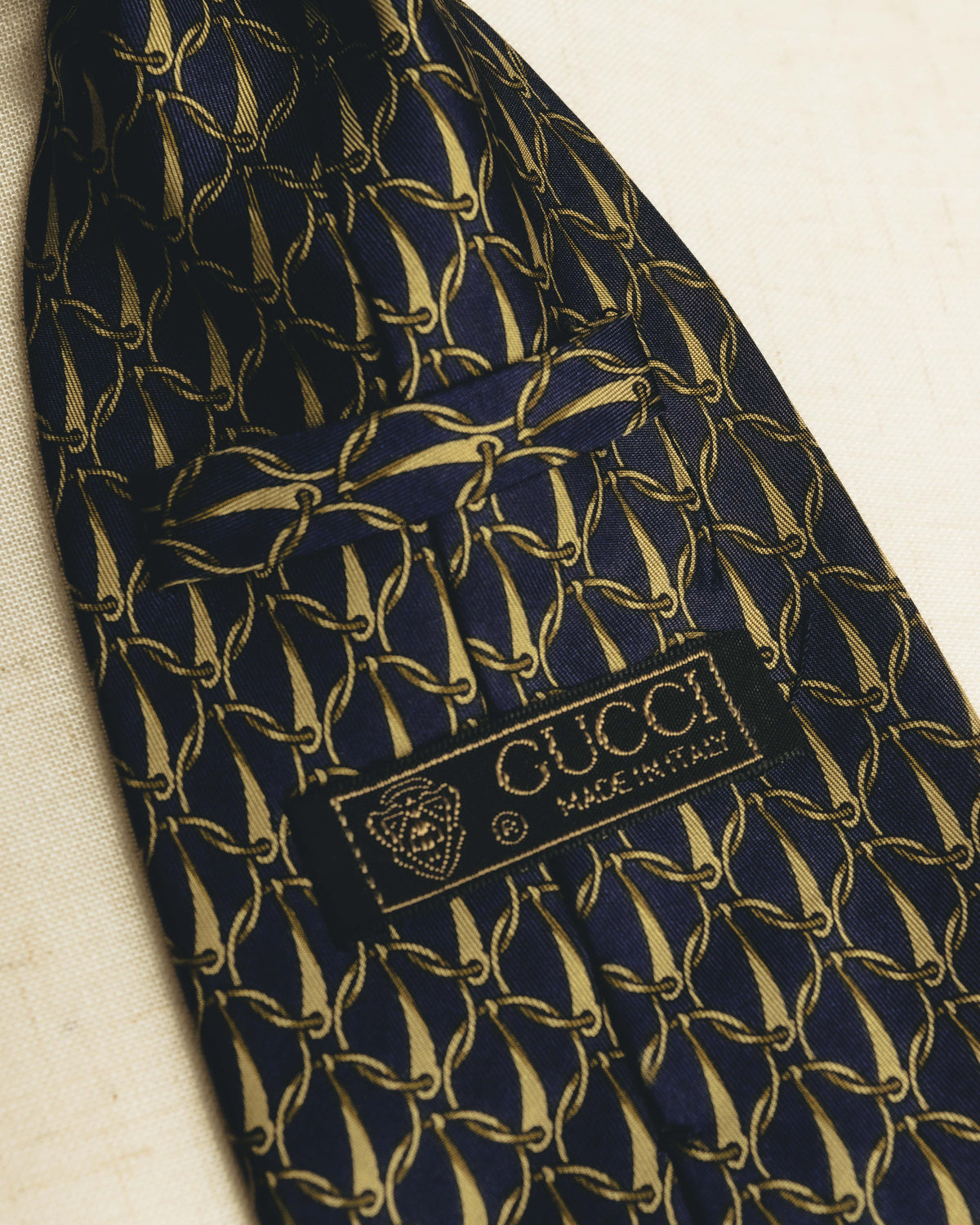 "GUCCI" 80's Nautical patterned silk necktie