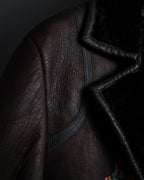 “KENZO” 80’s Folkloric shearling-lined leather long coat