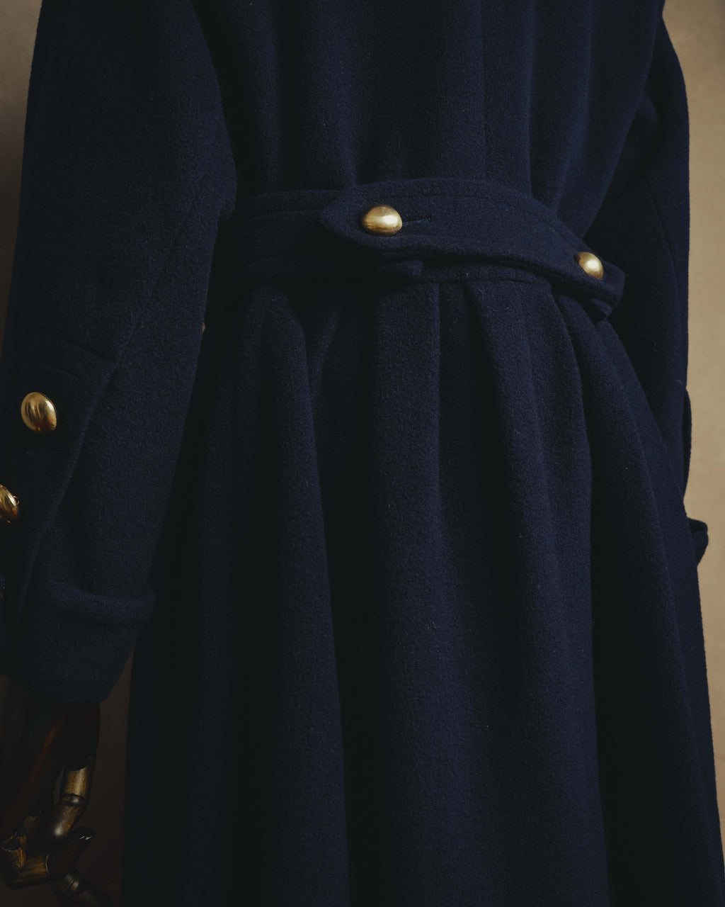 "Yves Saint Laurent" 80's-90's Gold-buttoned double-breasted wool coat