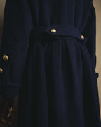 "Yves Saint Laurent" 80's-90's Gold-buttoned double-breasted wool coat