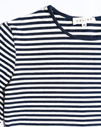 CÉLINE/ Classical Tight Fit Crew Neck Striped Top Navy × White