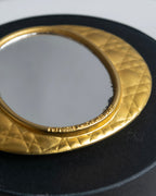 "Christian Dior" Cannage pattern engraved gold hand mirror