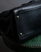 "GUCCI" Double flap design grained leather one-handle bag