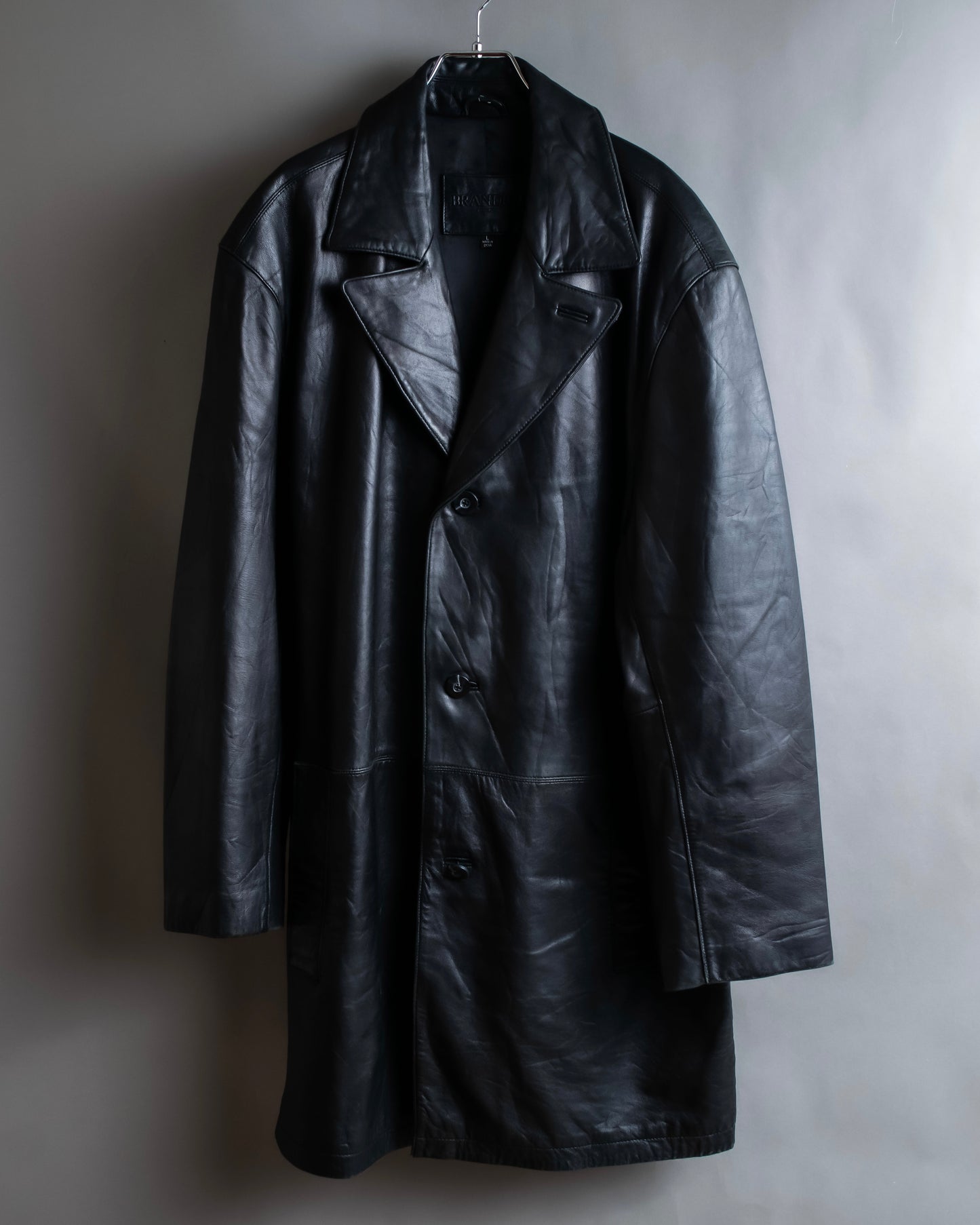 "Vintage lamb leather oversized tailored jacket"