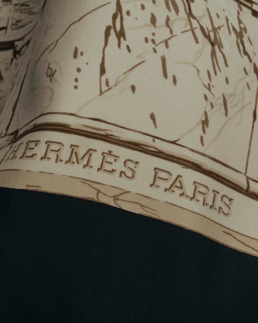 "Hermès" 90's-00's Architectural printed silk scarf