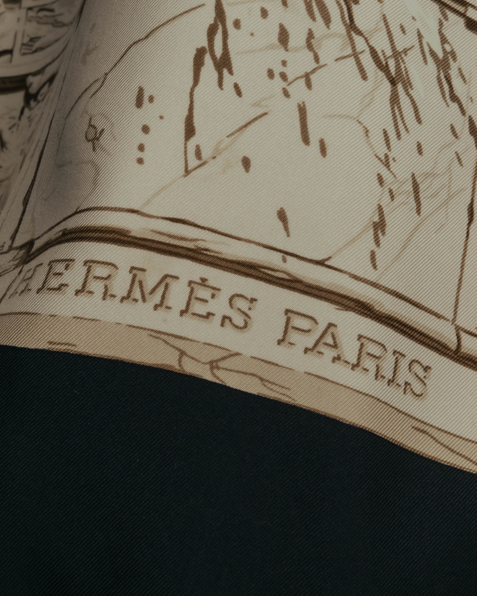 "Hermès" 90's-00's Architectural printed silk scarf