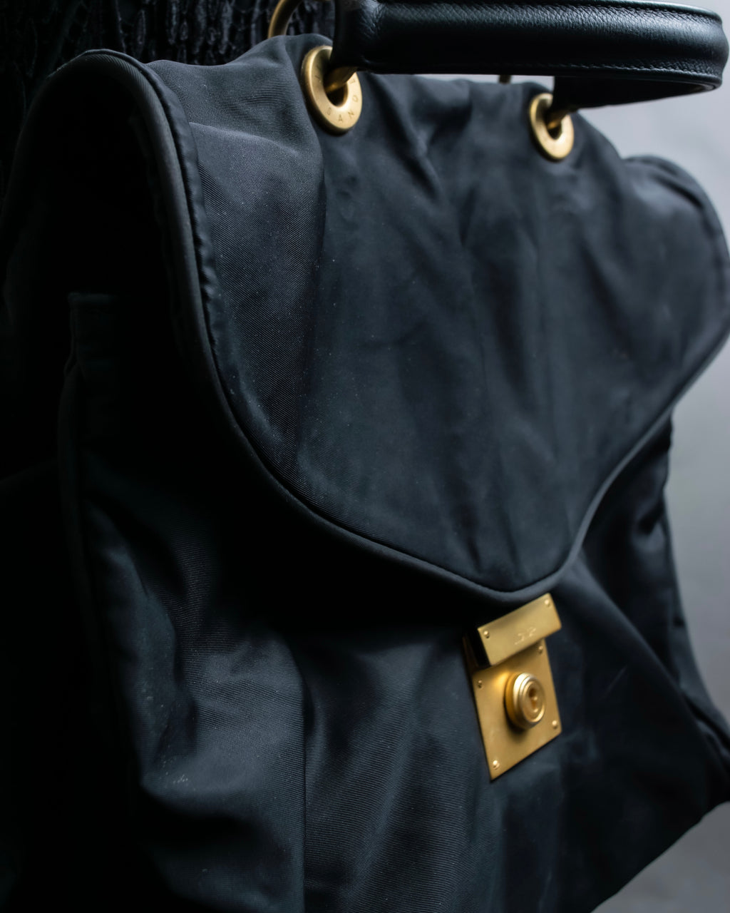 “JIL SANDER” Gold buckle 2 way nylon hand bag