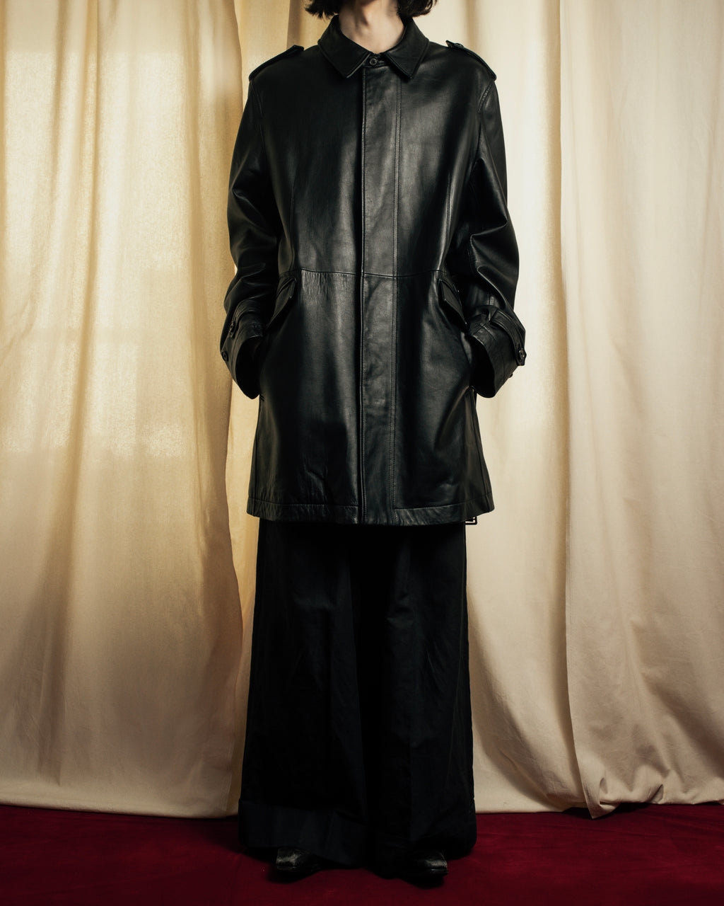 "DURBAN" Double zipper sheepskin leather coat